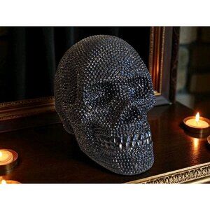 New Black Rhinestone Halloween Skull Room Decor Decoration Figurine Sculpture